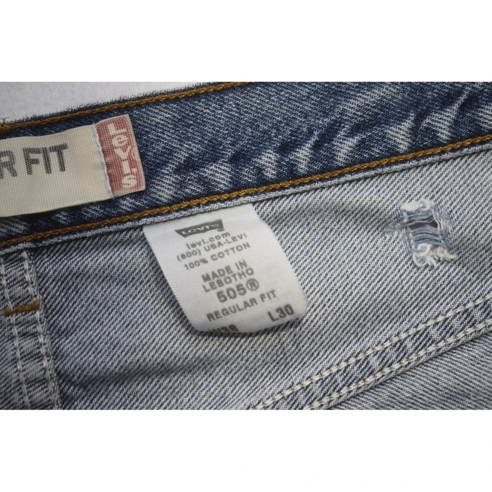 Levi's 505 Regular Fit Straight Leg Denim Blue Jeans Mens‎ Size 38 x 30